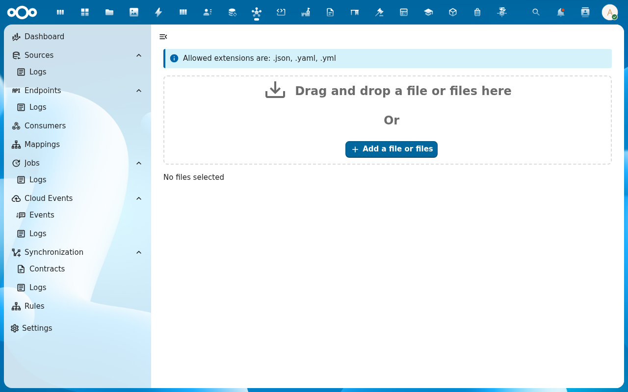 Import screen