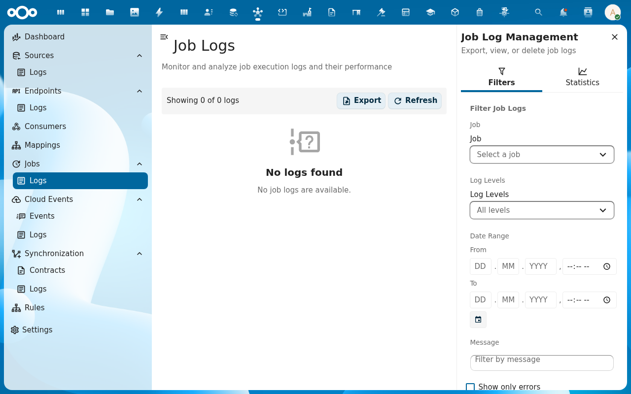 Job logs over time